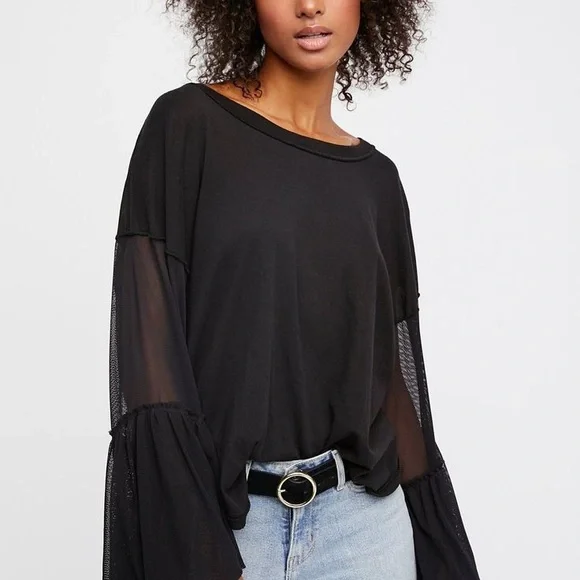 Free People Still Got It Top Small Mesh Bell Sleeves Witchy Whimsigoth Fairycore - Picture 1 of 10